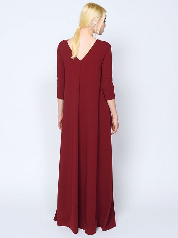 Длинное свободное вечернее платье бордового цвета "Вальмира" 20 цветов, размеры 40-60