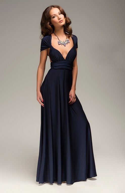 Вечернее платье-трансформер темно-синее infinite dress 6 платьев в 1 "Эмма" 25 цветов, размеры 40-54