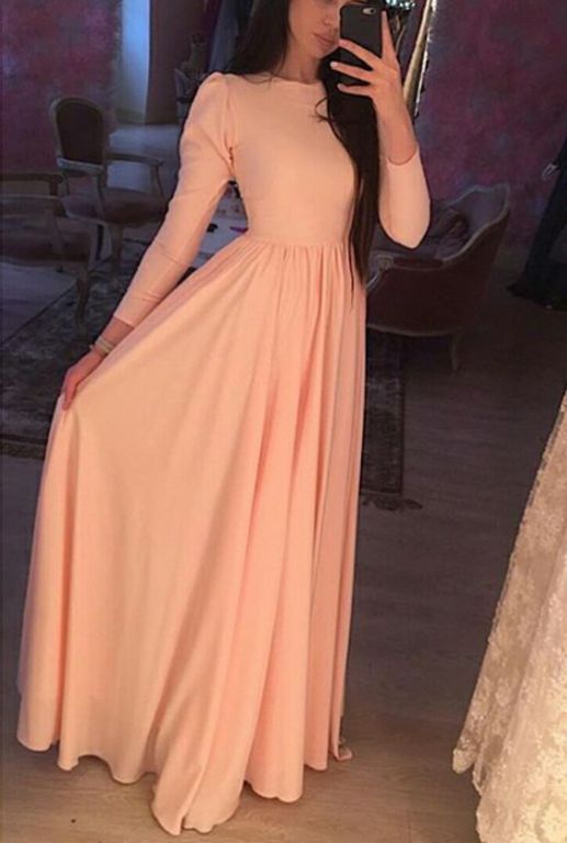 Нарядна довга сукня колір пудра "Шая" 20 кольорів, розміри 40-60