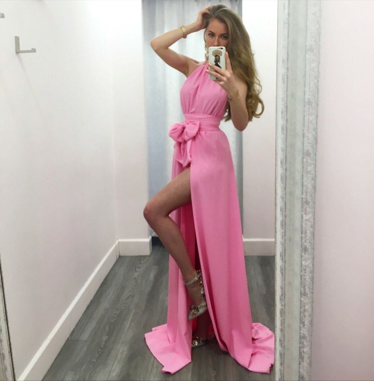 Розовое платье в пол "Марита" 25 цветов, размеры 40-60