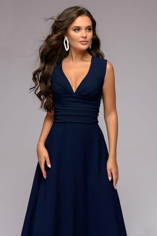 Длинное темно-синее вечернее платье "Аурель" 20 цветов, размеры 40-60