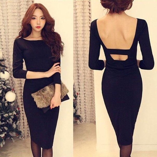Коротке чорне плаття з вирізом на спинці "Фрея" 20 кольорів, розміри 40-60