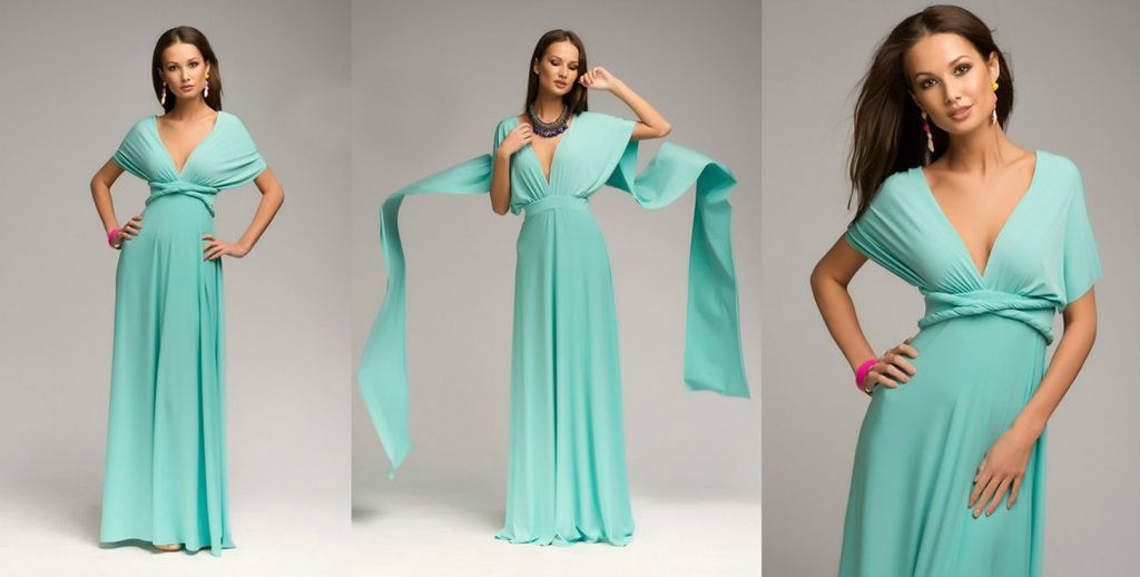 Красивое платье-трансформер цвет мята infinite dress 6 в 1 "Эмма" 25 цветов, размеры 40-54