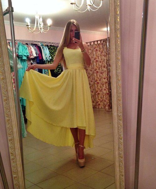 Яскрава сукня з подолом жовтого кольору "Арья" 20 кольорів, розміри 40-60