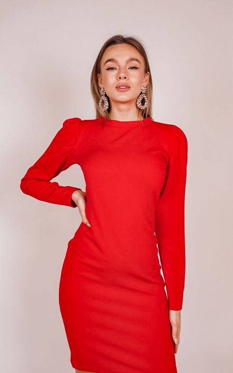 Красное платье мини по фигуре "Лиза" 20 цветов, размеры 40-60