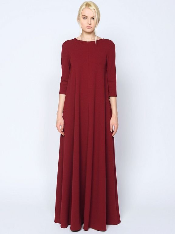 Довге вільне вечірнє плаття бордового кольору "Вальміра" 20 кольорів, розміри 40-60