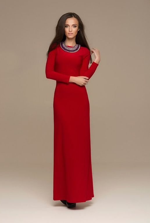 Длинное вечернее платье бордовое "Рита" 20 цветов, размеры 40-60