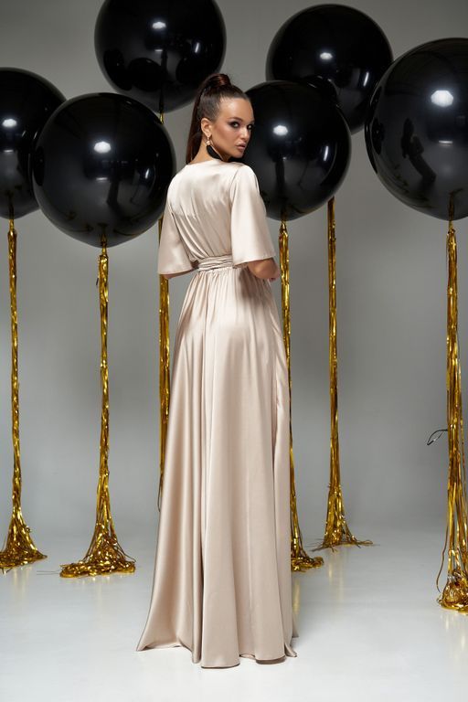 Довге шовкове вечірнє плаття золотого кольору "Аделаїда" 5 кольорів, розміри 40-54