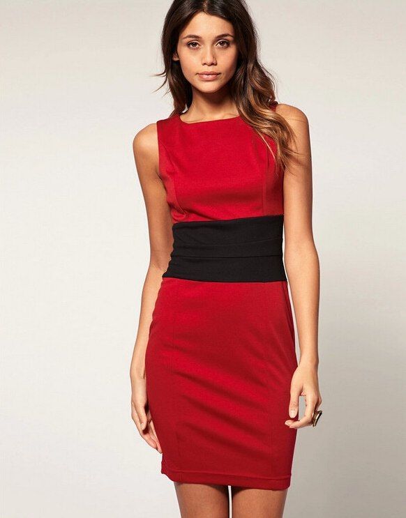 Облегающее платье красного цвета "Амита" 20 цветов, размеры 40-60