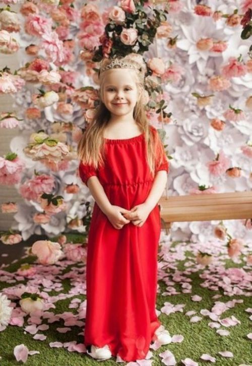 Красивые красные платья для мамы и дочки "Сабина" 25 цветов, размеры 40-54