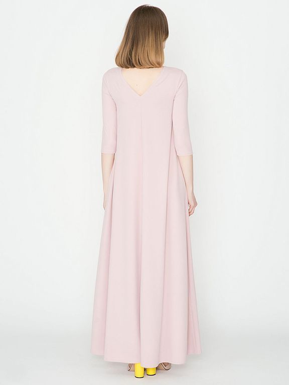 Довге вільне вечірнє плаття колір пудра "Вальміра" 20 кольорів, розміри 40-60