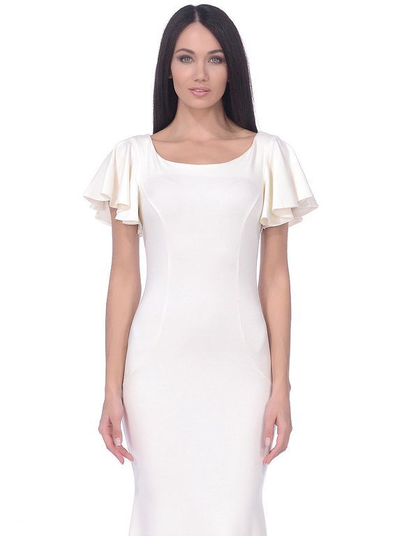 Довге біле вечірнє плаття з рукавами-рюшами "Арума" 20 кольорів, розміри 40-60