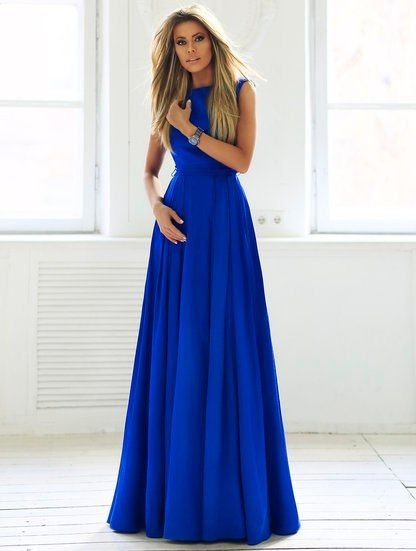 Красиве довге вечірнє плаття синього кольору "Вікторія" 20 кольорів, розміри 40-60