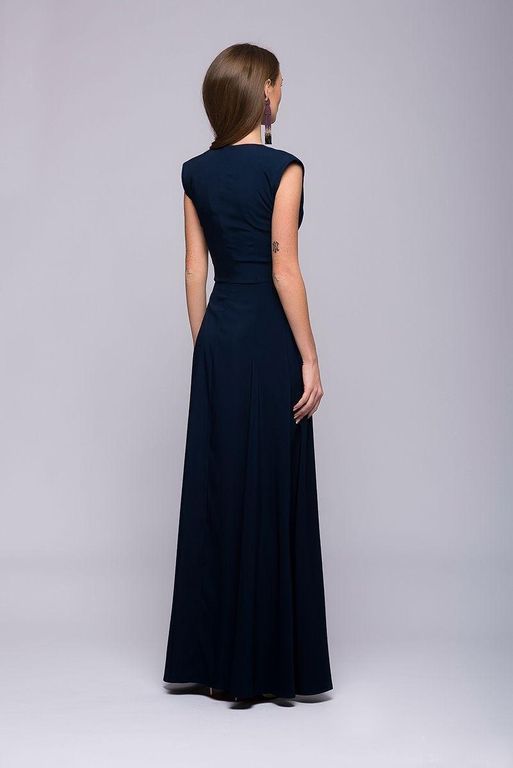 Темно-синее струящееся вечернее платье в пол "Матисса" 20 цветов, размеры 40-60