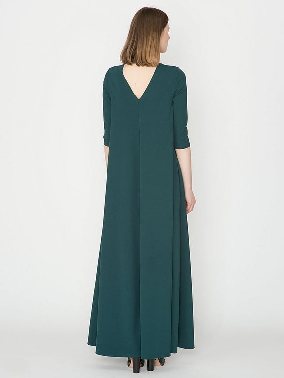 Длинное свободное вечернее платье цвет темно-зеленый "Вальмира" 20 цветов, размеры 40-60