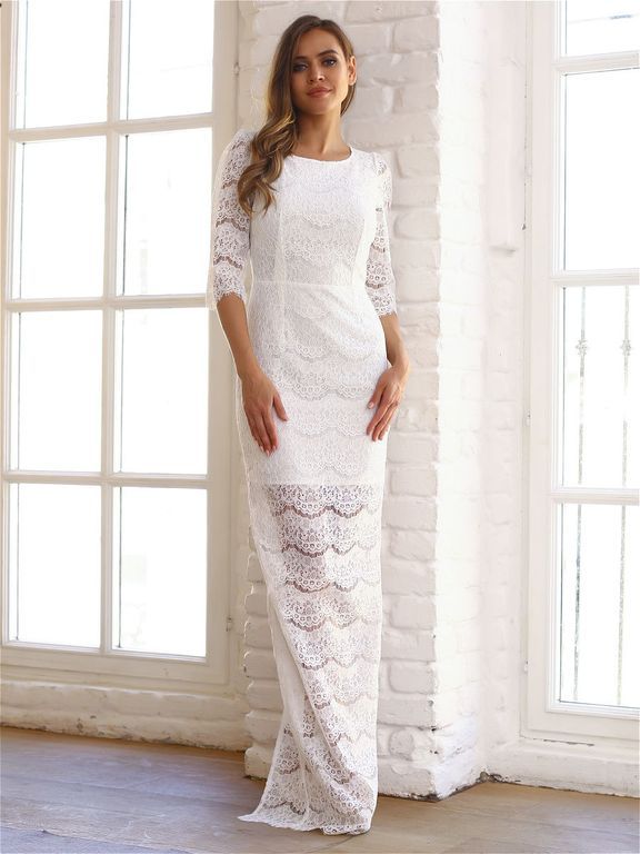 Біла мереживна сукня по фігурі "Лоїс" 6 кольорів, розміри 40-60
