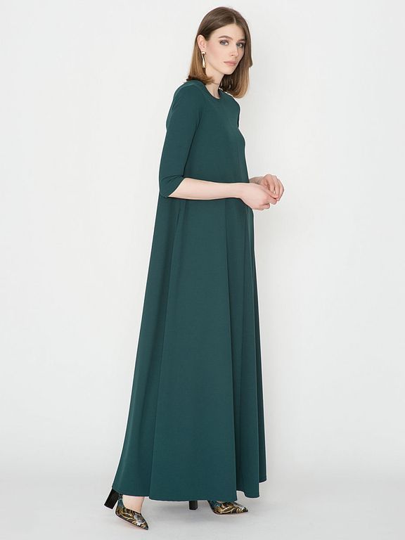 Длинное свободное вечернее платье цвет темно-зеленый "Вальмира" 20 цветов, размеры 40-60