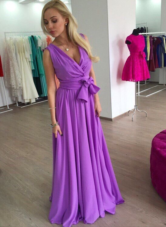 Красивое сиреневое платье в пол "Виола" 25 цветов, размеры 40-60