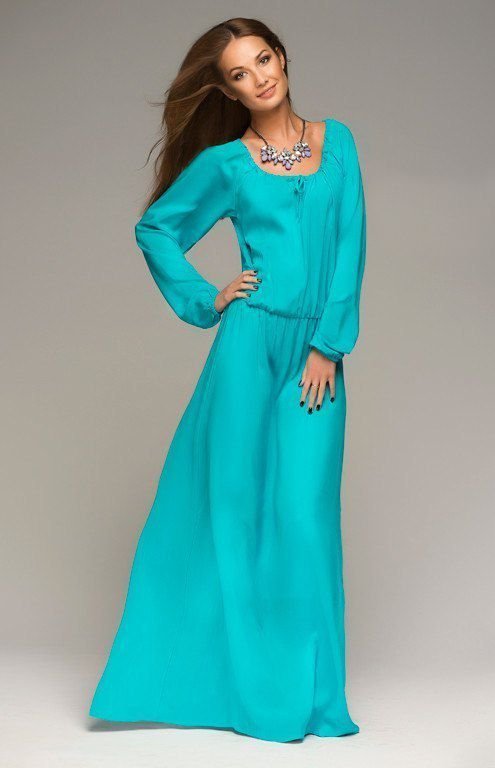 Бирюзовое вечернее платье в пол "Корса" 20 цветов, размеры 40-60