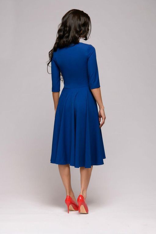 Ефектне синє плаття міді з поясом "Аміра" 20 кольорів, розміри 40-60