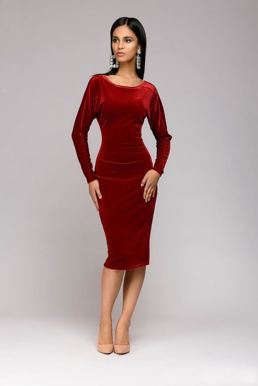 Красное короткое бархатное платье "Лола" 20 цветов, размеры 40-60