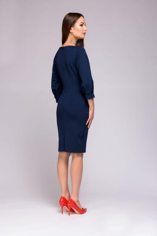 Короткое темно-синее офисное платье "Муза" 20 цветов, размеры 40-60