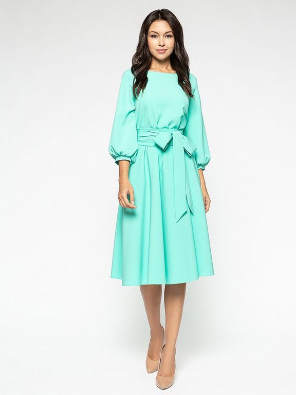Сукня міді з рукавом-ліхтариком колір м'ята "Глафіра" 20 кольорів, розміри 40-60