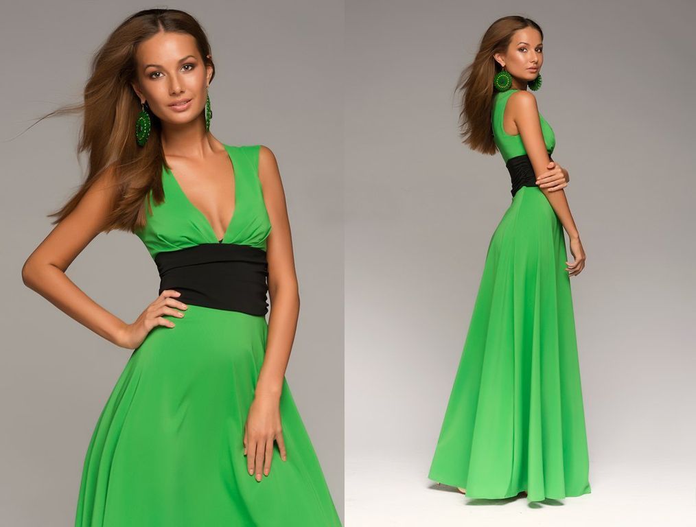Вечернее длинное платье зеленого цвета "Испания" 20 цветов, размеры 40-60