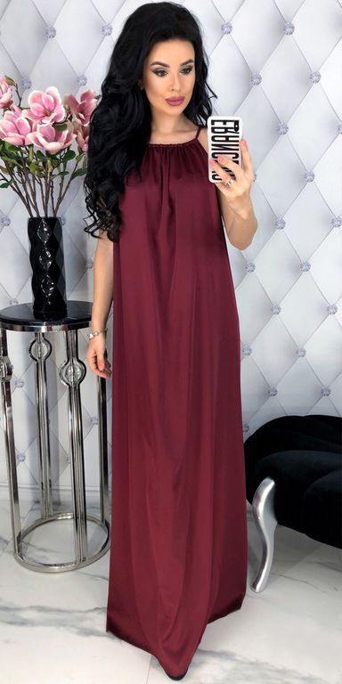 Довге вечірнє плаття з шовку колір марсала "Азіза" 5 кольорів, розміри 40-54