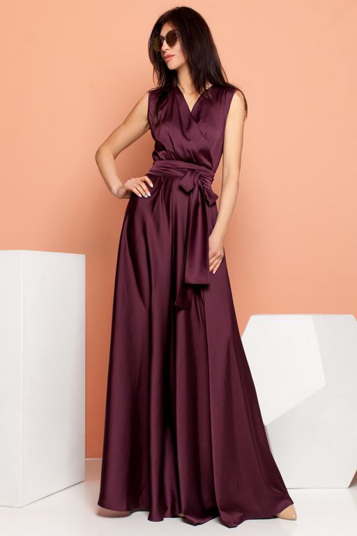 Вечірнє шовкове плаття в підлогу колір марсала "Венді" 5 кольорів, розміри 40-54
