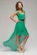 Стильное зеленое шифоновое платье со шлейфом "Васса" 25 цветов, размеры 40-54