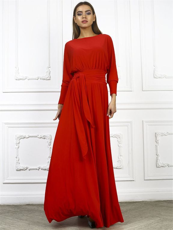 Довге вечірнє плаття червоного кольору "Олена" 20 кольорів, розміри 40-60