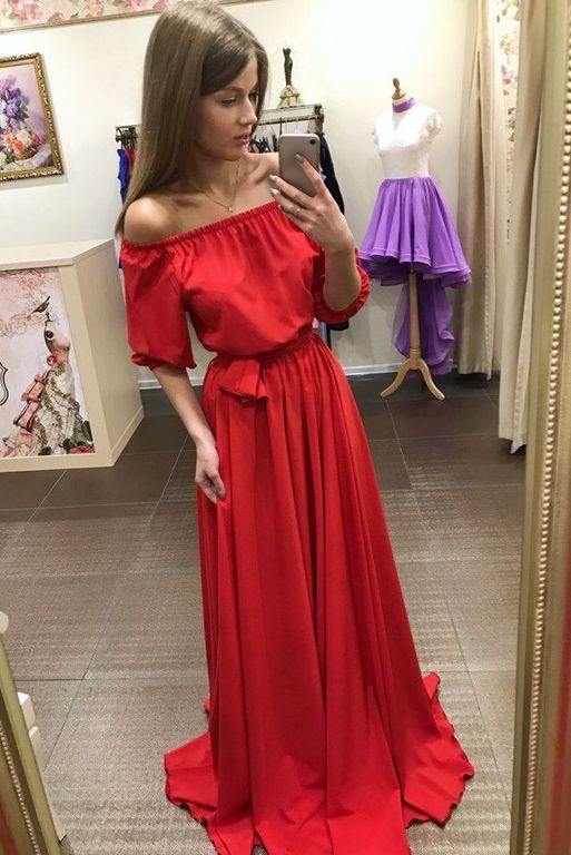 Розкішна довга червона сукня з відкритими плечиками, 20 кольорів, розміри 40-60