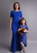 Сині довгі сукні з бантом ззаду family look для мами і доньки, 25 кольорів, розміри 24-60