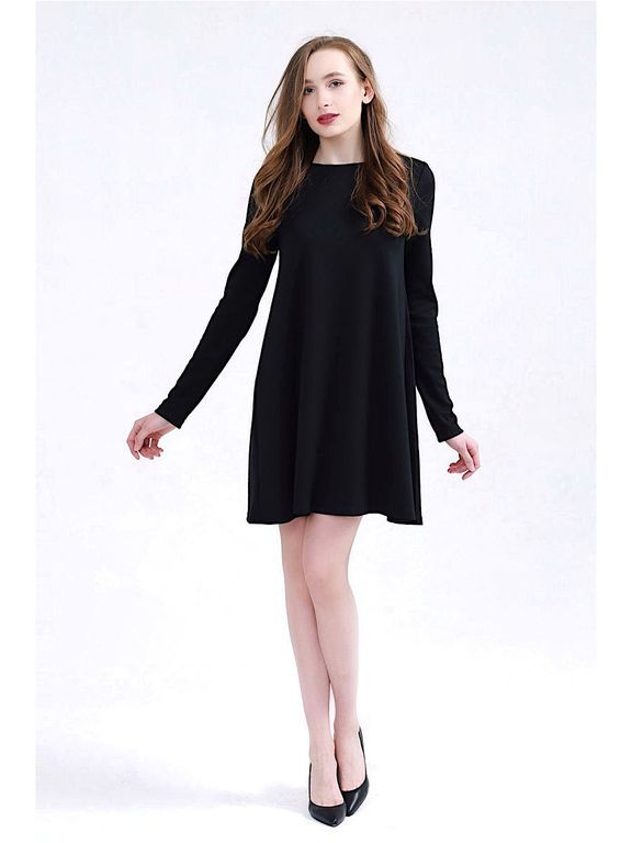 Черное короткое платье свободный крой, 20 цветов, размеры 40-60