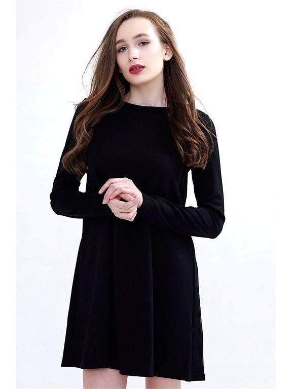 Черное короткое платье свободный крой, 20 цветов, размеры 40-60