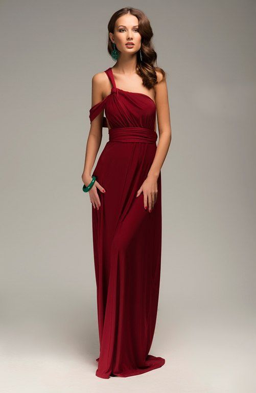 Бордовое платье-трансформер infinite dress 6 платьев в 1 "Эмма" 25 цветов, размеры 40-54