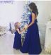 Длинные синие платья для мамы и дочки в стиле family look "Сладкая парочка"