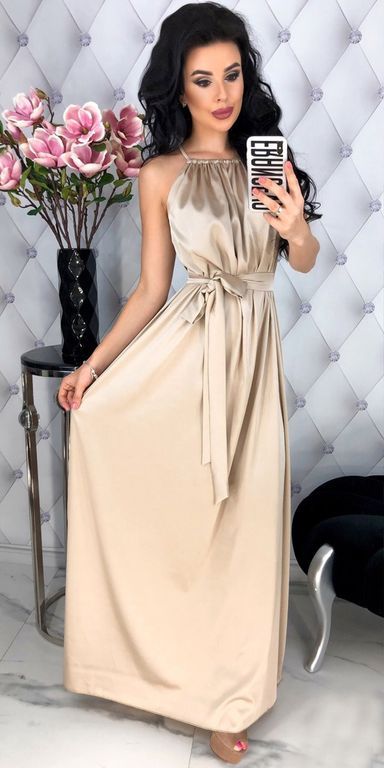 Довге золотисте вечірнє плаття з шовку "Азіза" 5 кольорів, розміри 40-54