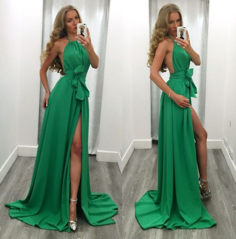 Зеленое вечернее платье в пол "Марита" 25 цветов, размеры 40-60