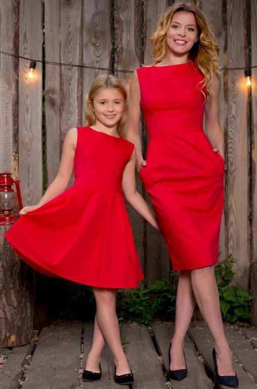 Family look однакові червоні сукні для мами і доньки 25 кольорів, розм. 24-60