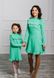 Однакові сукні для мами і доньки колір м'ята з оборками, 25 кольорів, розміри 24-60