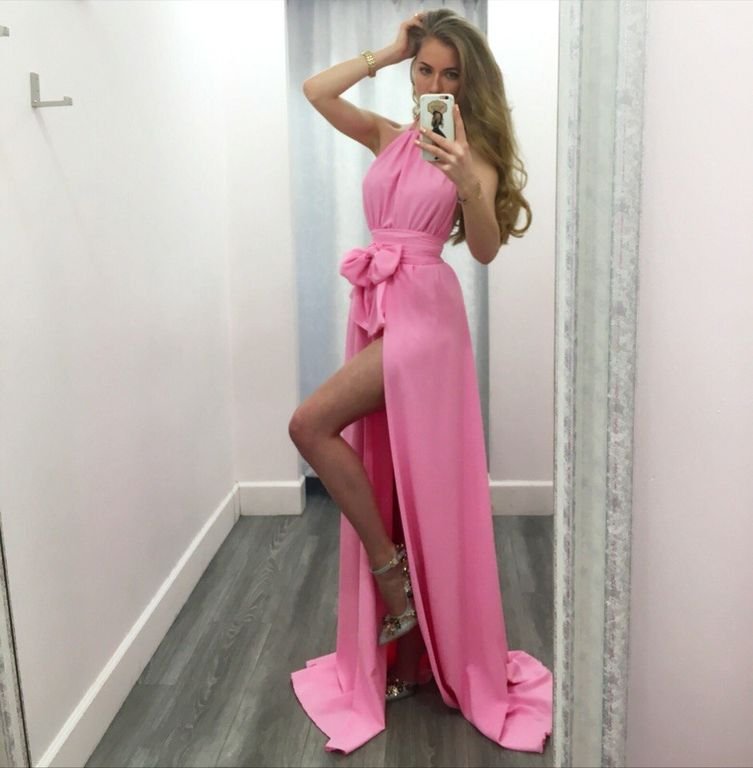 Розовое платье в пол "Марита" 25 цветов, размеры 40-60
