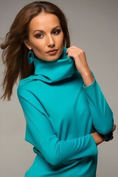 Бірюзове плаття-туніка з горловиною "Алес" 20 кольорів, розміри 40-60