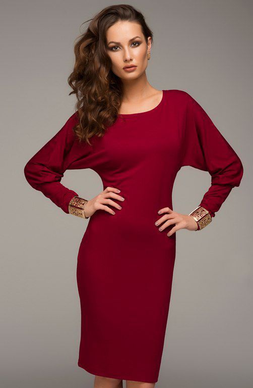 Короткое бордовое платье рукав летучая мышь "Талли" 20 цветов, размеры 40-60