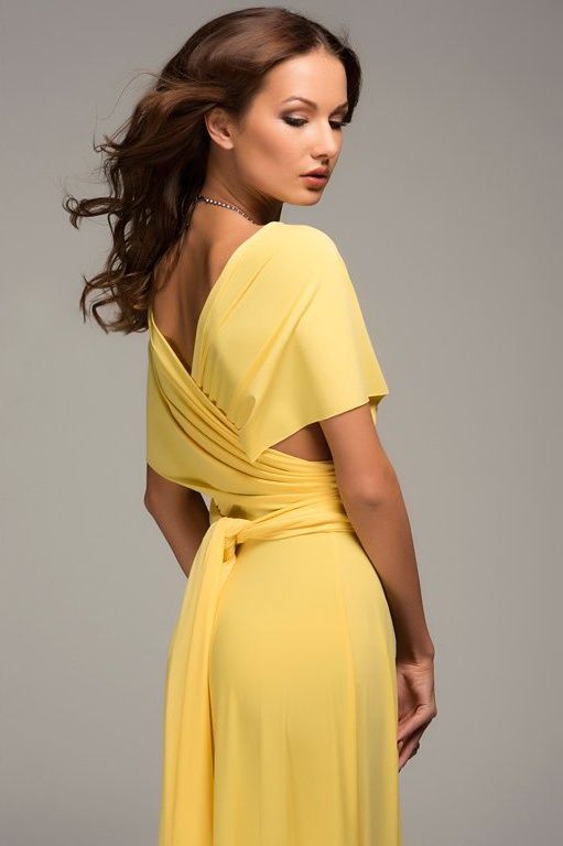 Красивое желтое платье-трансформер infinite dress 6 в 1 "Эмма" 25 цветов, размеры 40-54
