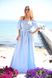 Красивое голубое длинное платье с открытыми плечиками "Феникс" 20 цветов, размеры 40-60