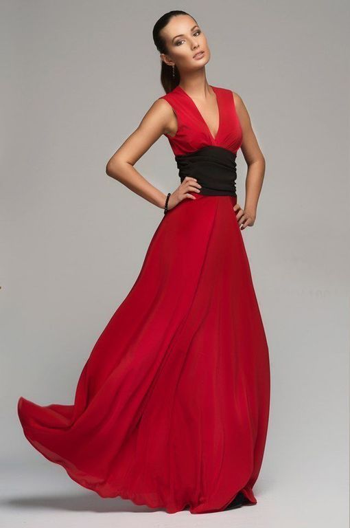 Довге червоне вечірнє плаття "Іспанія" 20 кольорів, розміри 40-60