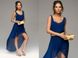 Синее шифоновое платье со шлейфом "Васса" 25 цветов, размеры 40-54