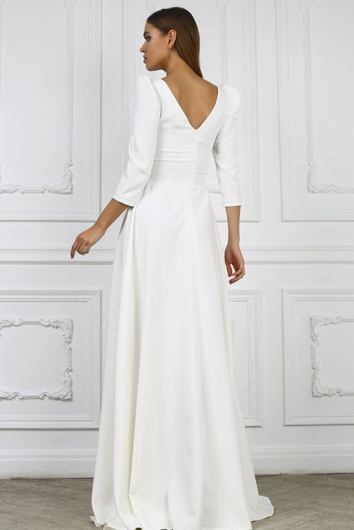 Біле довге вечірнє плаття з відкритою спинкою "Варвара" 20 кольорів, розміри 40-60